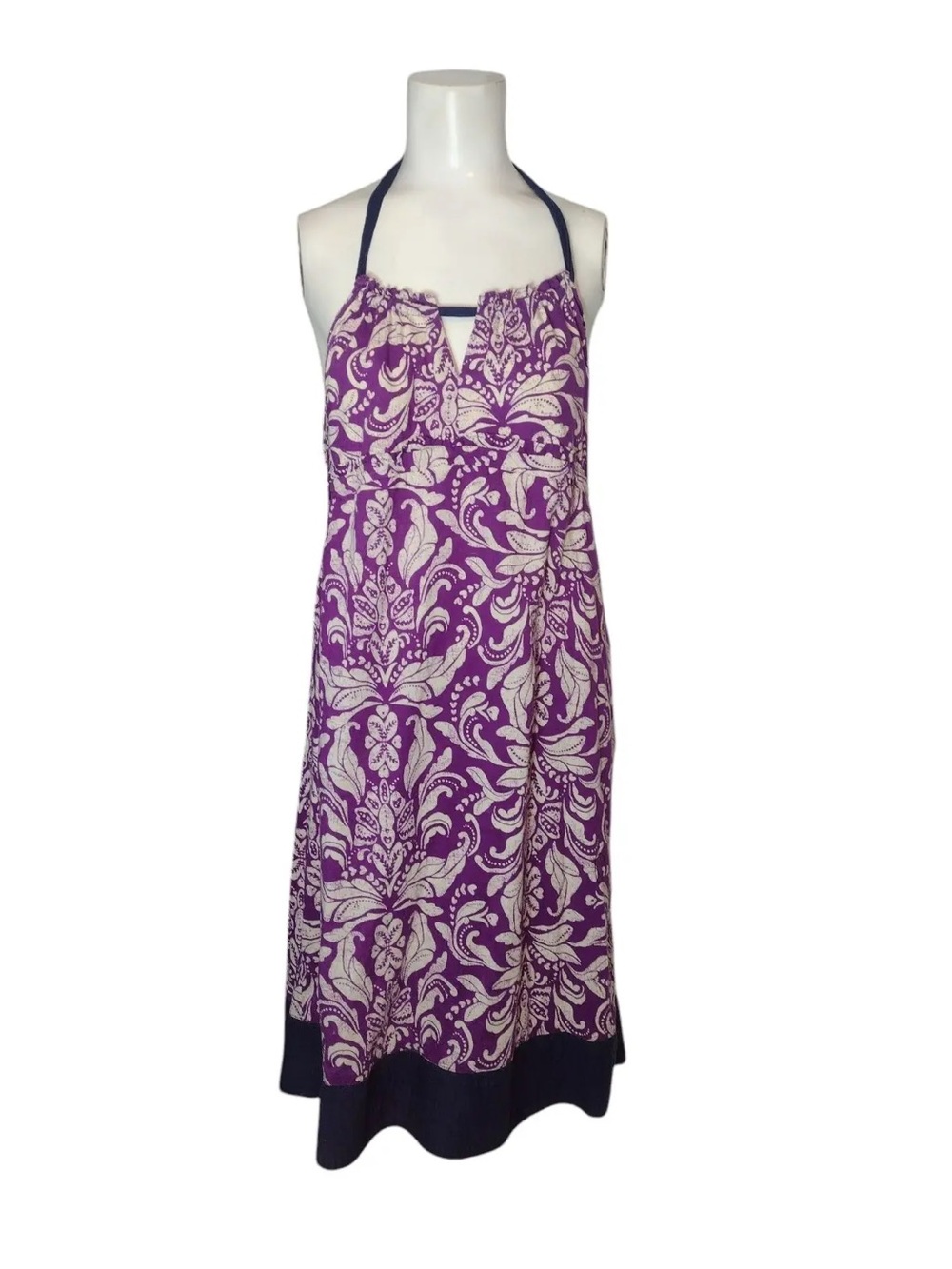 American Eagle Tropical Flower Halter Sleeveless Cotton summer beach Dress y2k 6